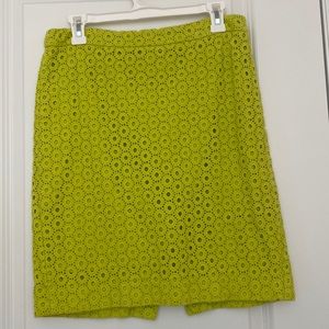 J.crew no. 2 Pencil Skirt Chartreuse Green eyelet